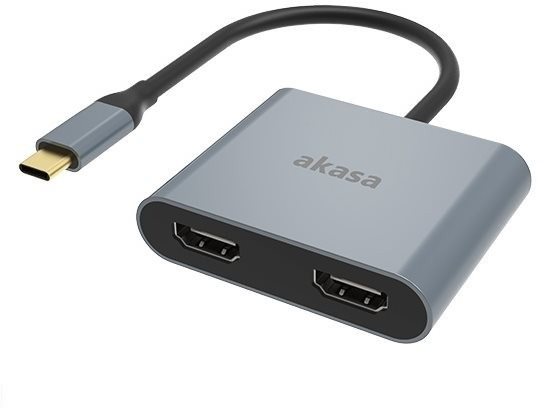 Átalakító Akasa C típusú USB adapter - kettős HDMI MST / AK-CBCA26-18BK