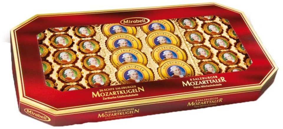 Bonbon MIRABELL luxus csokoládé Mozartkugeln + Mozarttaler 600 g