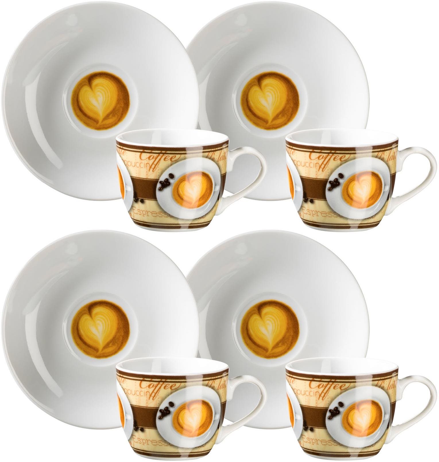 Csésze készlet Mäser Presszókávé csésze és csészealj készlet 4 db 90 ml COFFEE FANTASTIC