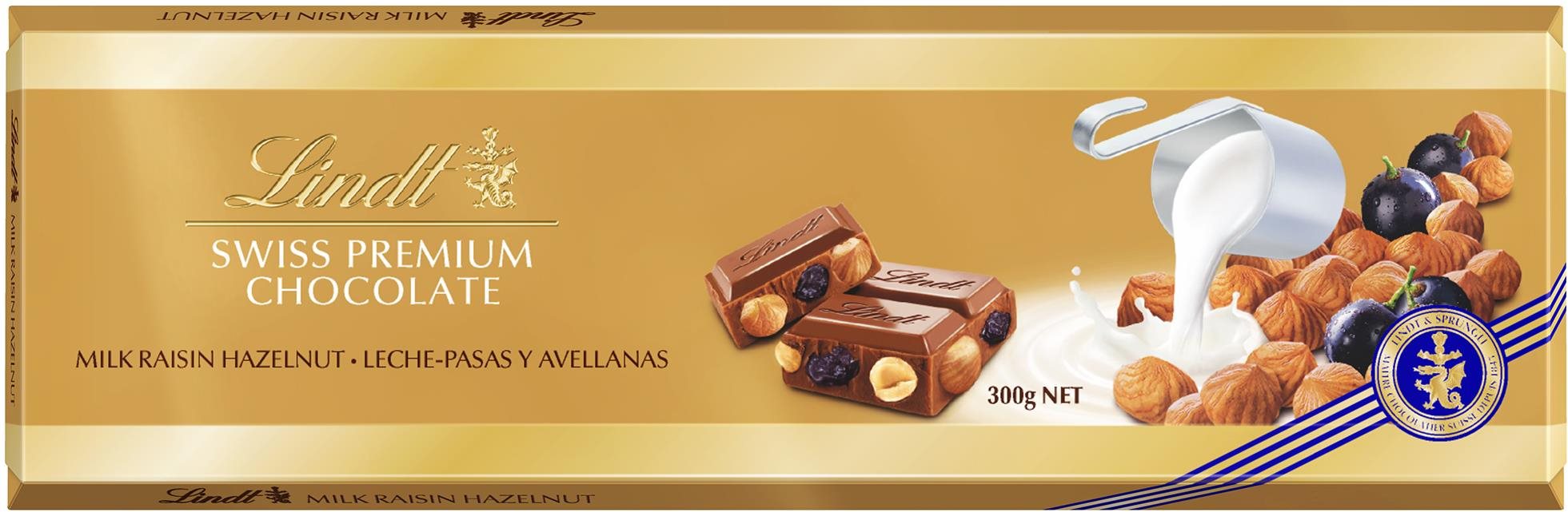Csokoládé LINDT Milk Raisin Nut Gold 300 g