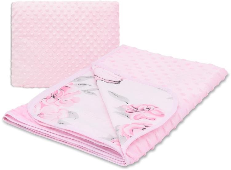 Gyermek takaró COSING Minky nyári takaró 100×75 cm - Pünkösdirózsák flamingókkal