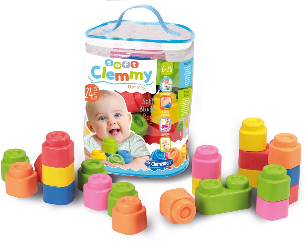 Játékkocka gyerekeknek Clementoni Clemmy baby - 24 kocka műanyag táskában
