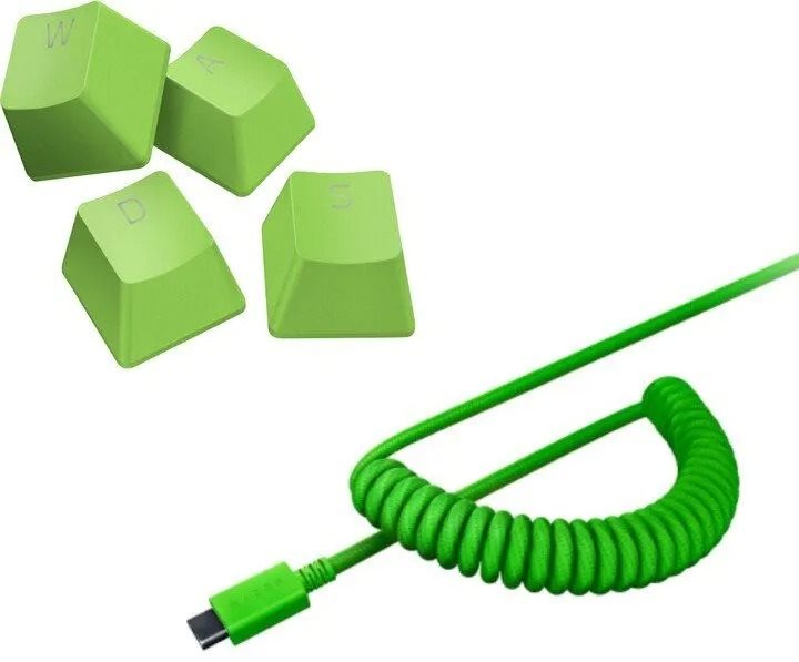 Játékszett Razer PBT Keycap + Coiled Cable Upgrade Set - Green - US/UK