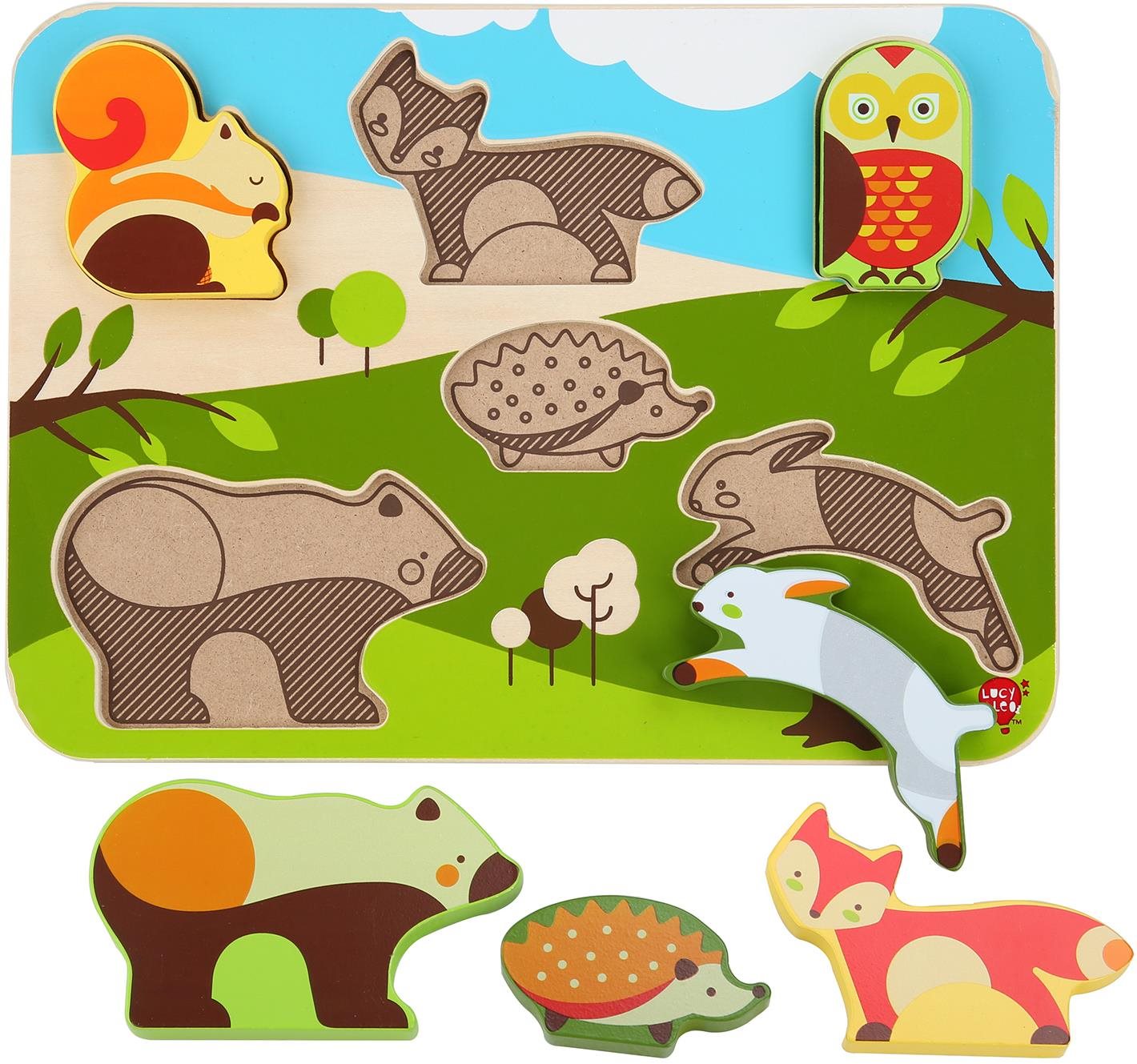 Kirakós játék Lucy & Leo 225 Erdei állatkák - fa formaillesztő puzzle