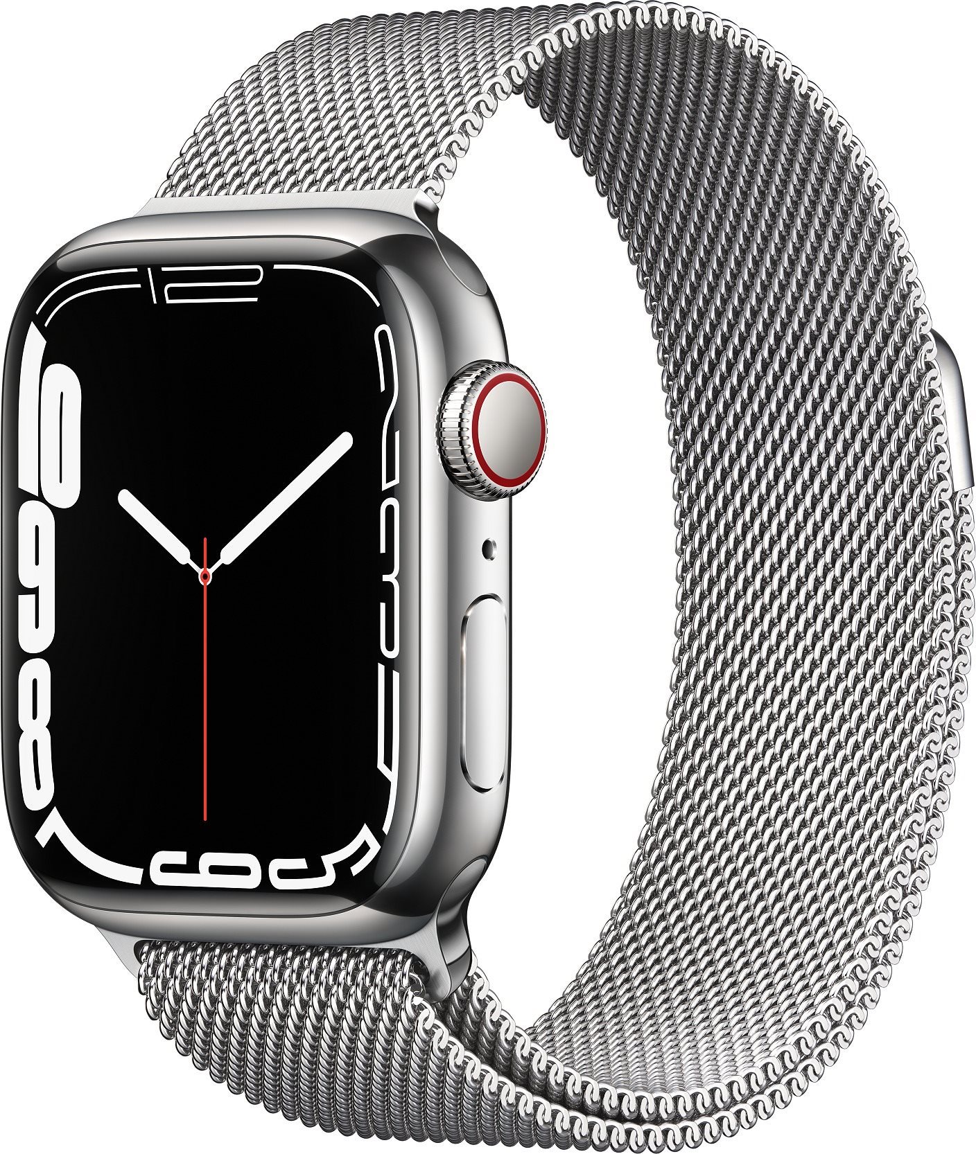 Okosóra Apple Watch Series 7 41 mm-es Cellular Ezüstszínű rozsdamentes acél ezüstszínű milánói szíjjal
