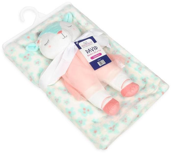 Pléd BABYMATEX takaró játékkal Sheep Mint Pink 75 x 100 cm