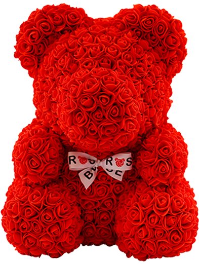 Rózsából készült mackó Rose Bear piros maci rózsából