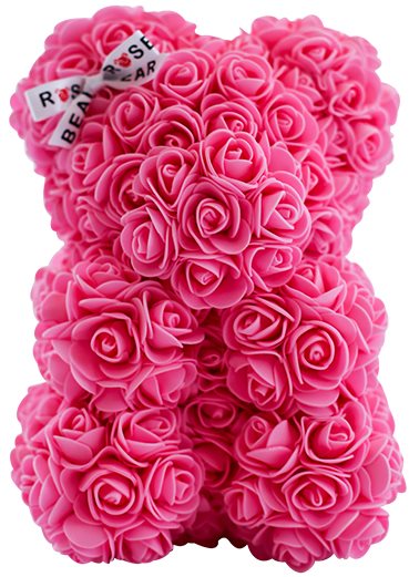 Rózsából készült mackó Rose Bear rózsaszín maci 25 cm