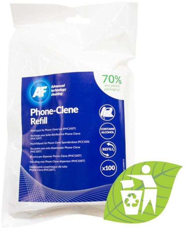 Tisztítókendő AF Phone-Clene - Utántöltő APHC100T - Tisztító egészségügyi törlőkendő telefonokhoz/telefonokhoz. (100 db)