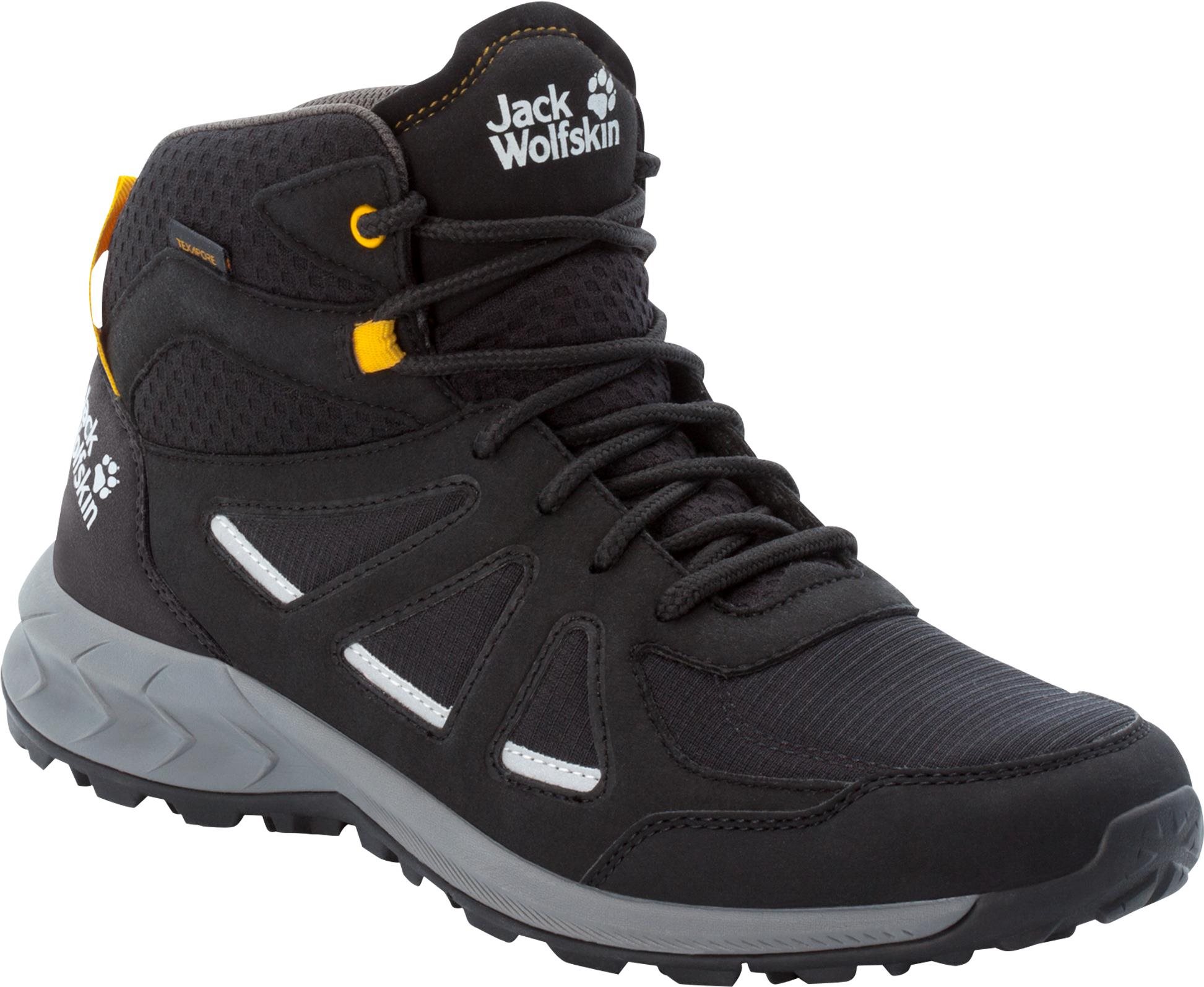 Trekking cipő Jack Wolfskin Woodland 2 Tex Mid M fekete/sárga EU 43 / 267 mm