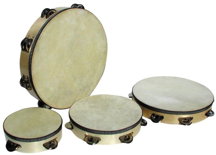 Ütős hangszer Goldon tamburin hártyával és csörgőkkel