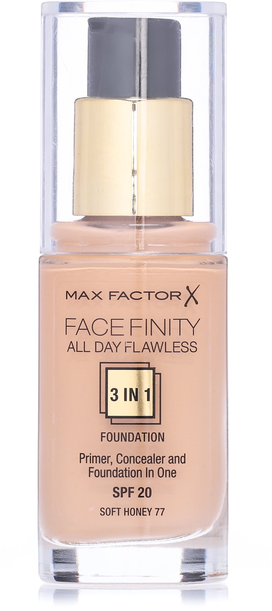 Alapozó MAX FACTOR Facefinity All Day Flawless 3in1 Foundation SPF20 77 Soft Honey 30 ml