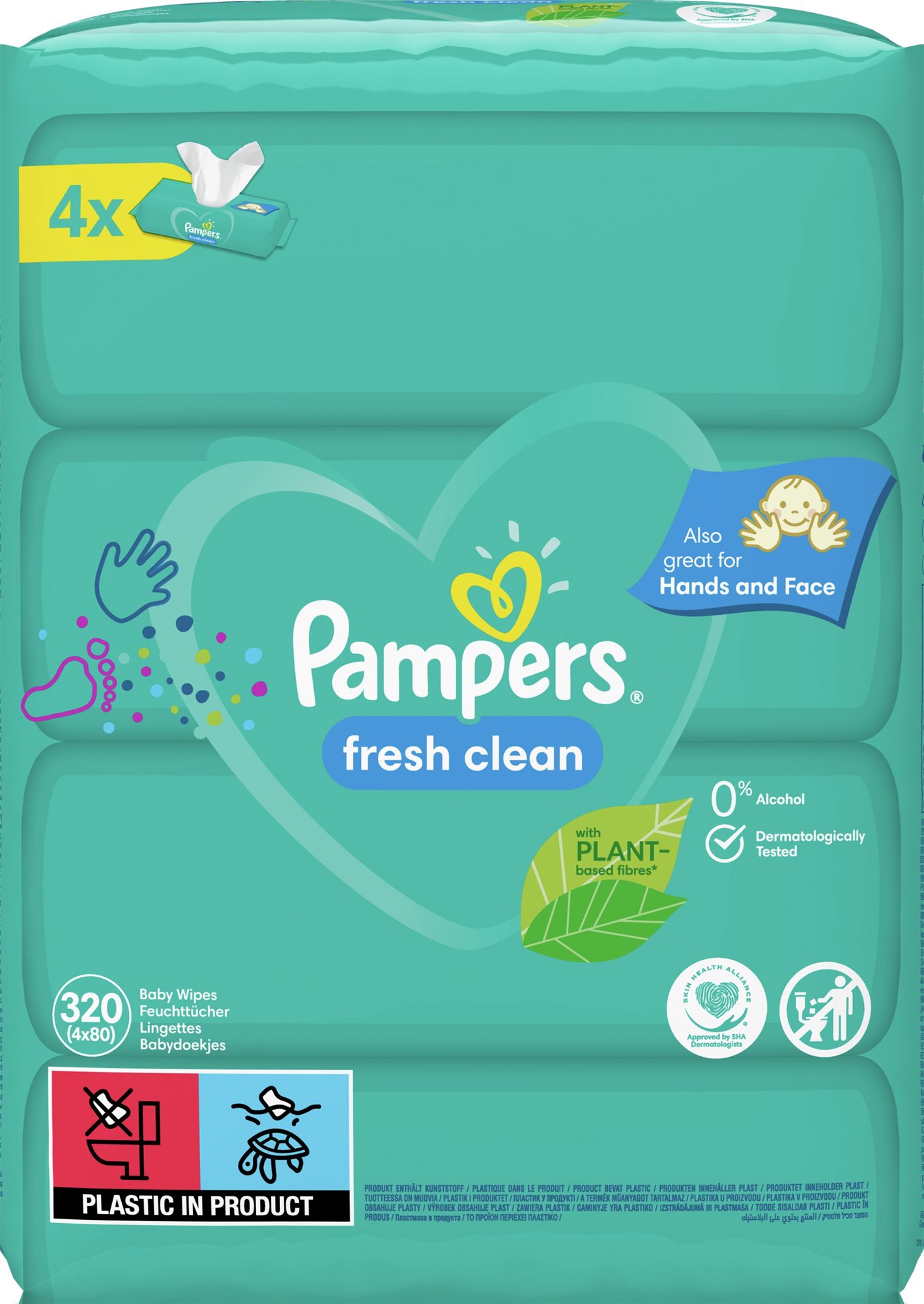 Popsitörlő PAMPERS Fresh Clean XXL 4× 80 db