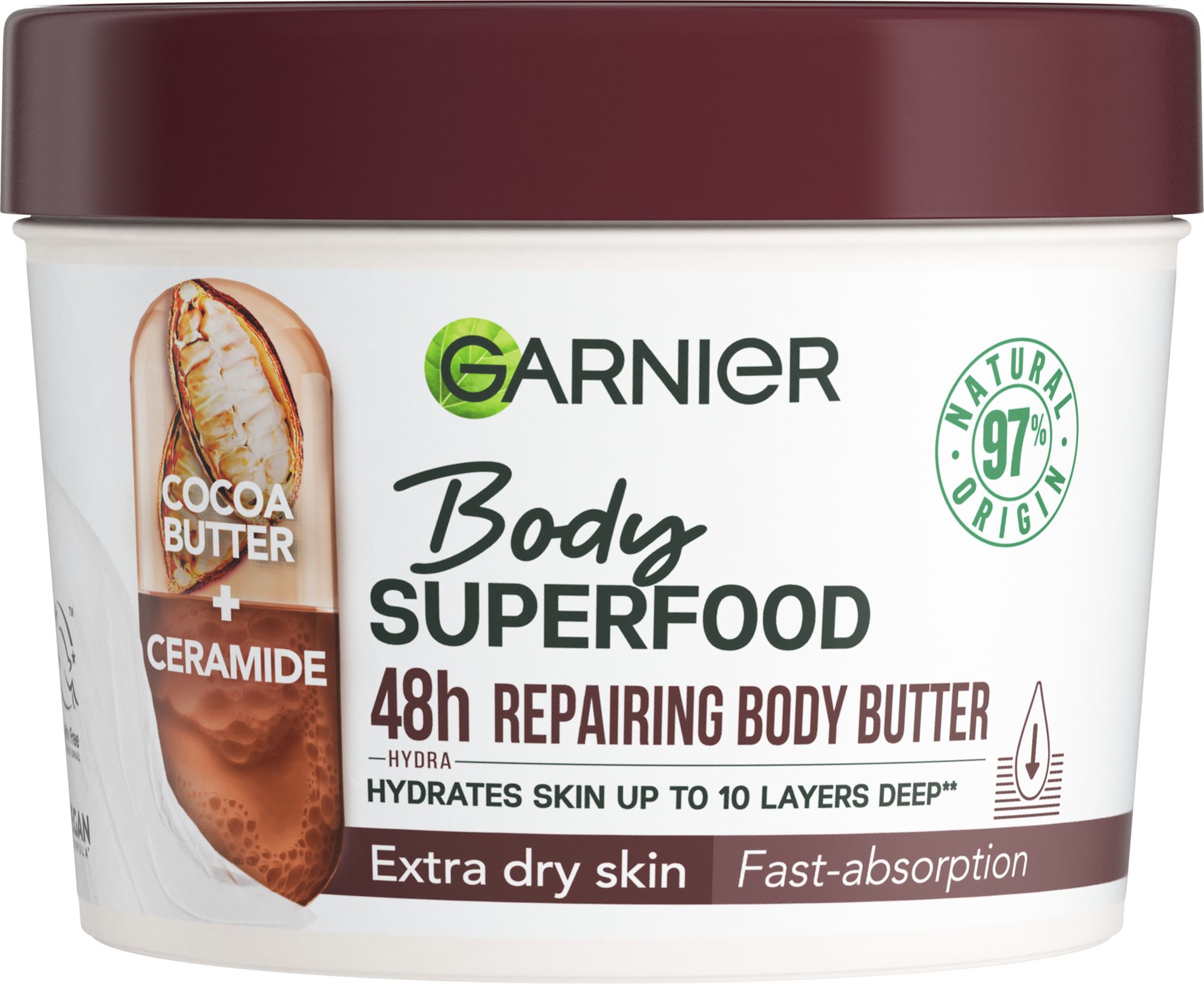 Testápoló krém GARNIER Body Superfood testvaj kakaóval 380 ml