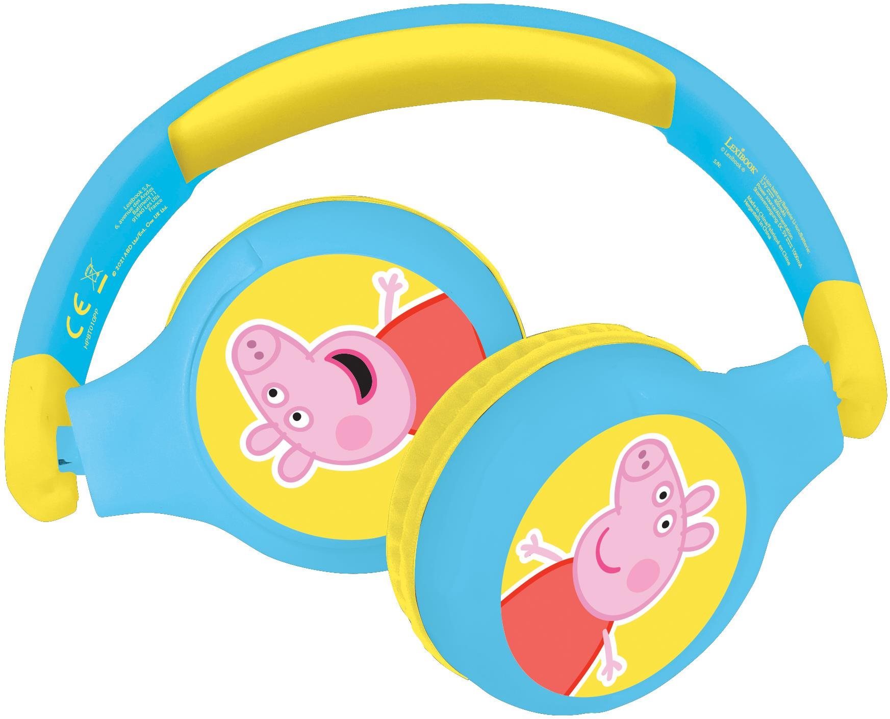 Vezeték nélküli fül-/fejhallgató Lexibook Peppa Malac Fejhallgató 2 az 1-ben Bluetooth® biztonságos hangerővel gyermekek számára