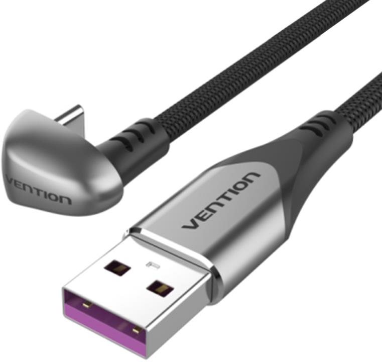 Adatkábel Vention USB-C to USB 2.0 U-Shaped 5A Cable 1M Gray Aluminum Alloy Type