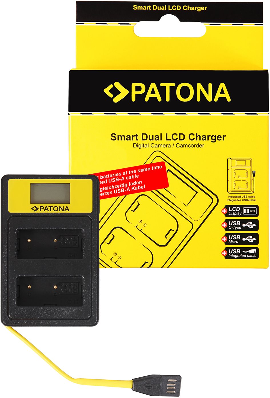Akkumulátortöltő PATONA - Dual Fuji NP-W126 LCD