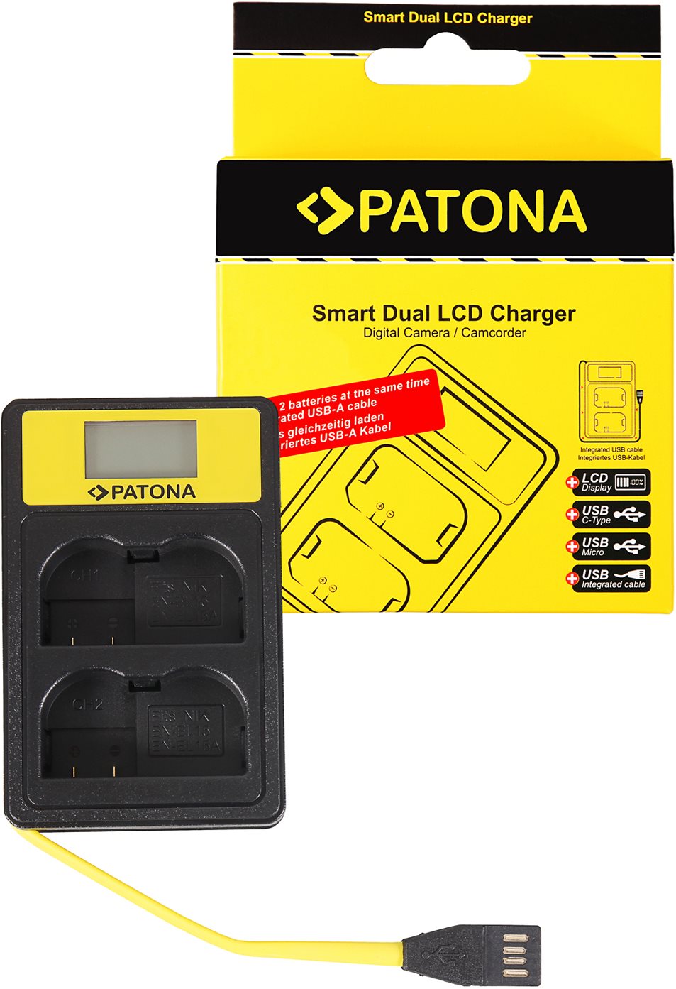 Akkumulátortöltő PATONA - Dual Nikon EN-EL15 LCD