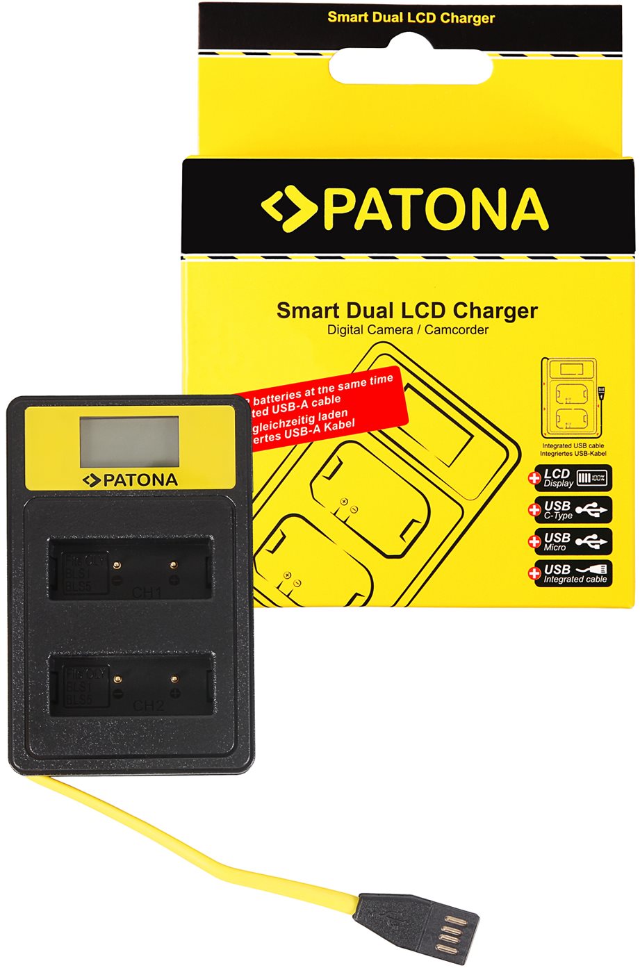 Akkumulátortöltő PATONA - Dual Olympus PS-BLS1/PS-BLS5 s LCD