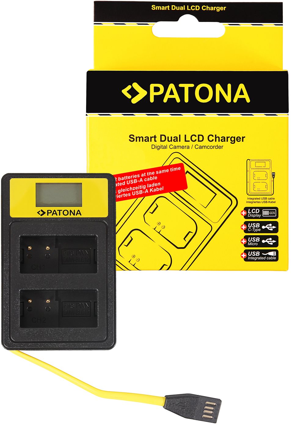Akkumulátortöltő PATONA - Dual Panasonic DMW-BLC12 E LCD