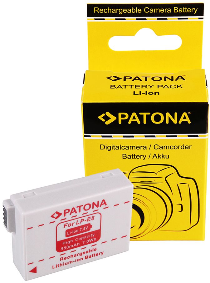 Fényképezőgép akkumulátor PATONA akku Canon LP-E8-hoz 950mAh Li-lon