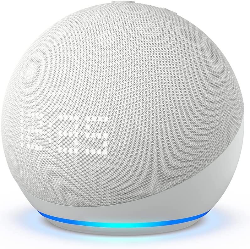 Hangsegéd Amazon Echo Dot (5th Gen) with Clock Glacier White