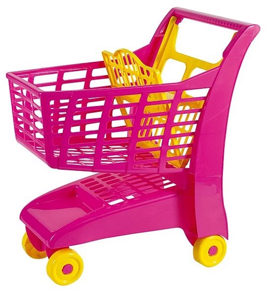 Játék kocsi Androni Bevásárlókocsi üléssel - rózsaszín