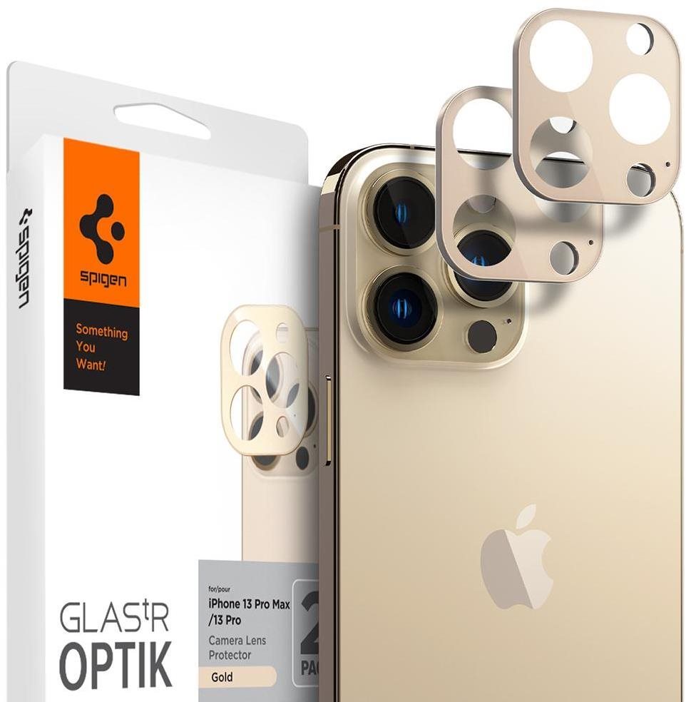 Kamera védő fólia Spigen tR Optik 2 Pack Gold iPhone 13 Pro/13 Pro Max