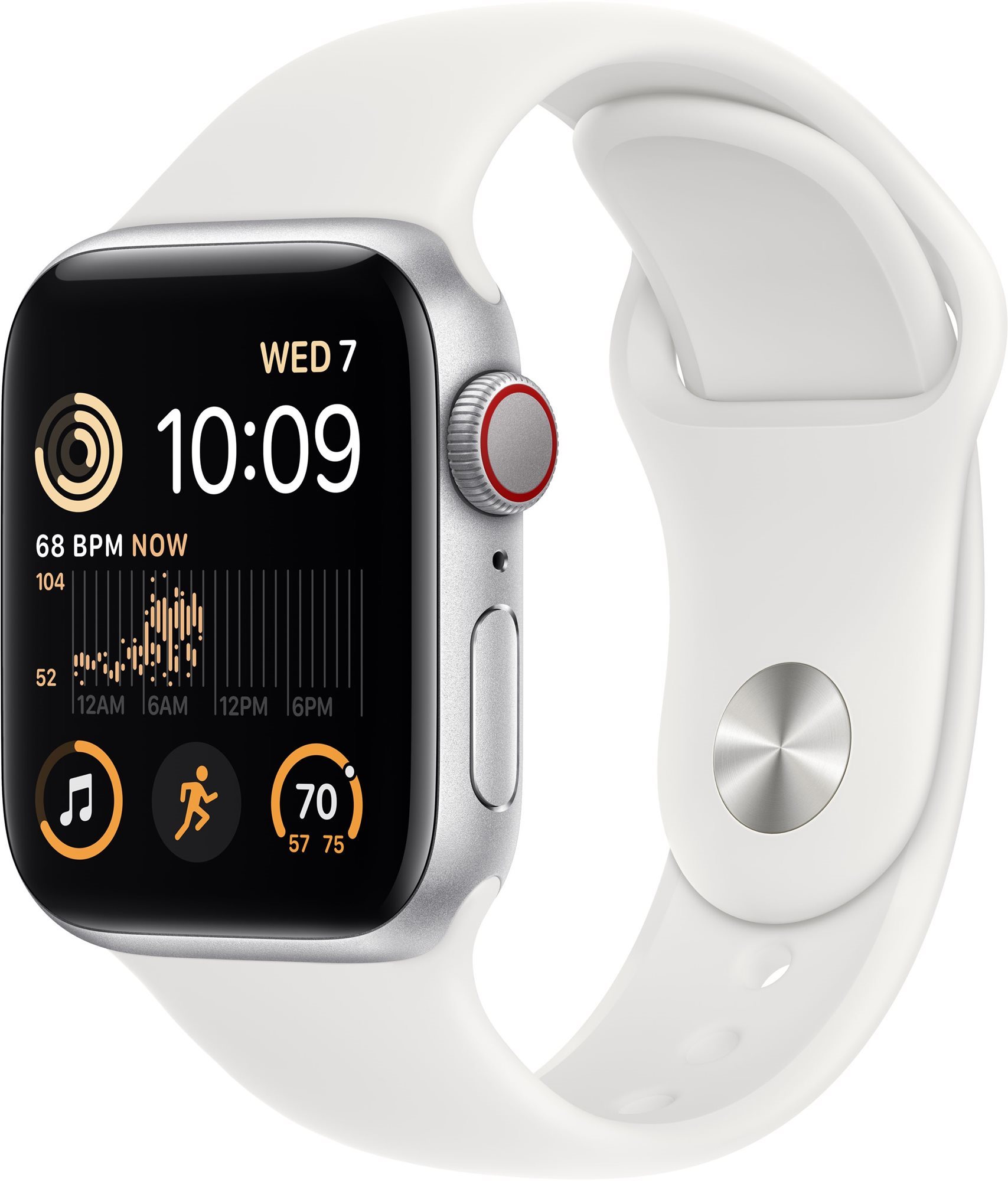 Okosóra Apple Watch SE (2022) 40 mm Cellular Ezüst alumínium fehér sportszíjjal