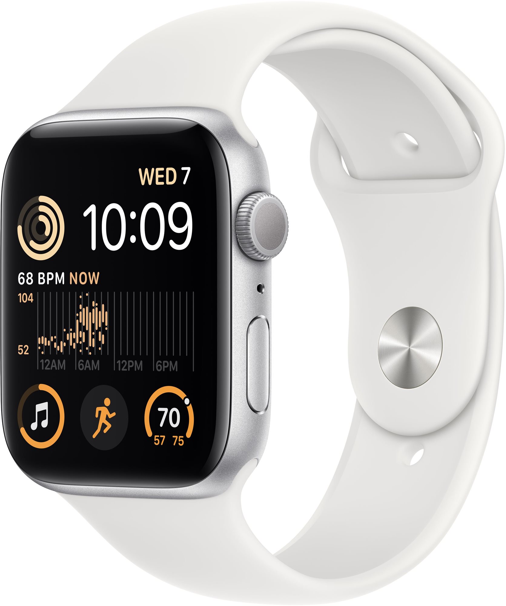 Okosóra Apple Watch SE (2022) 44mm Ezüst alumínium fehér sportszíjjal