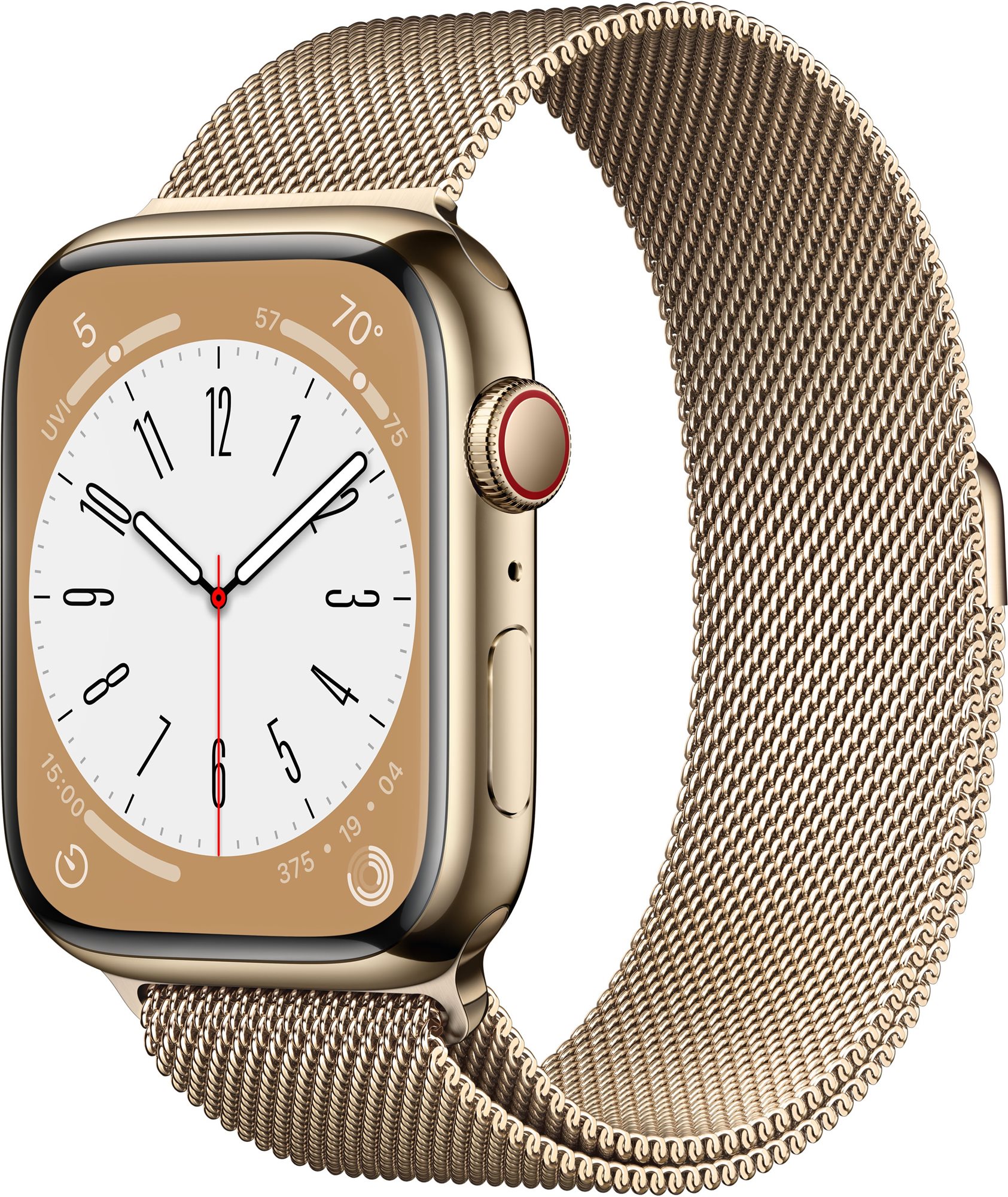 Okosóra Apple Watch Series 8 45 mm Cellular Arany rozsdamentes arany milánói szíjjal