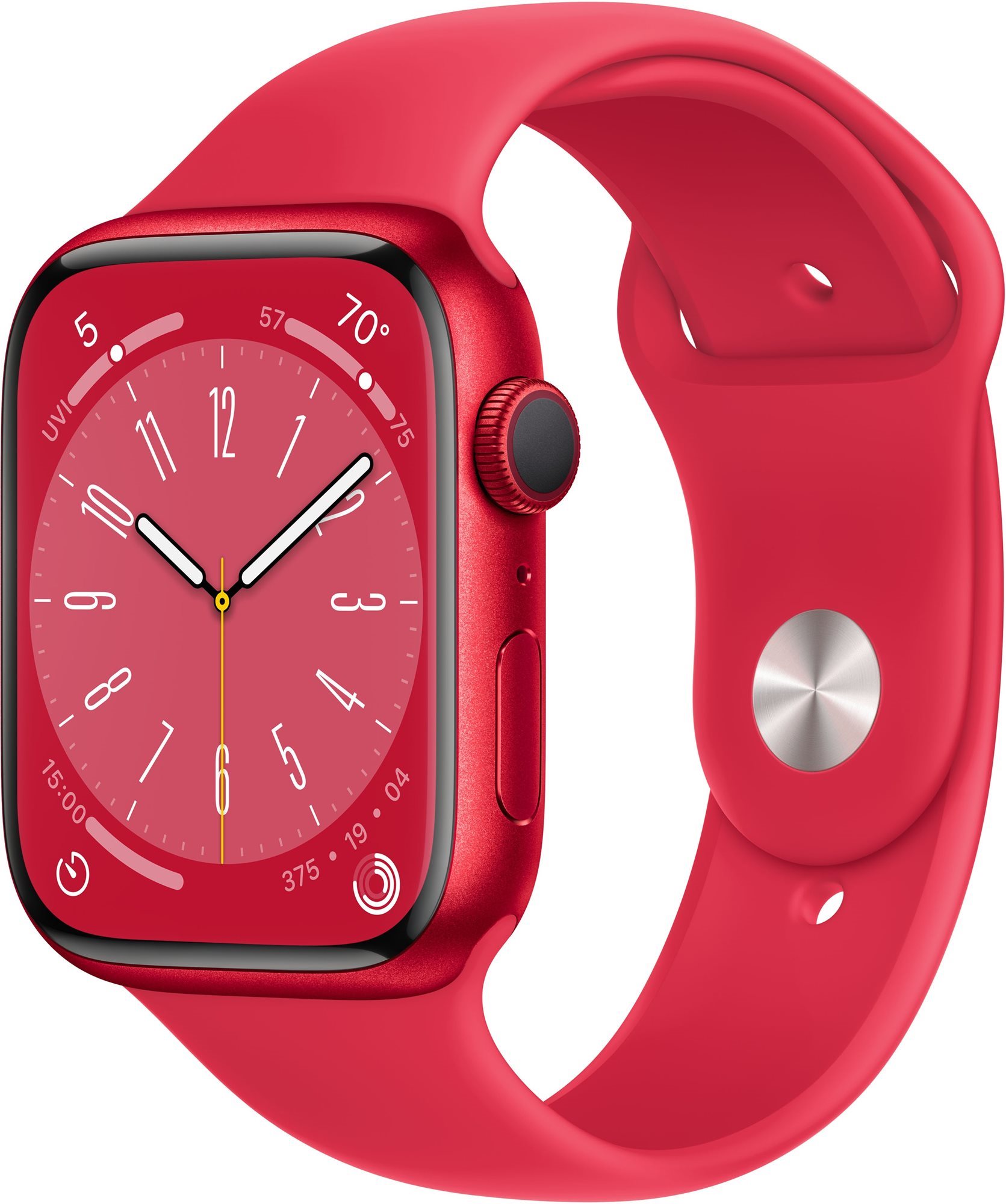 Okosóra Apple Watch Series 8 45 mm Piros alumínium piros sportszíjjal