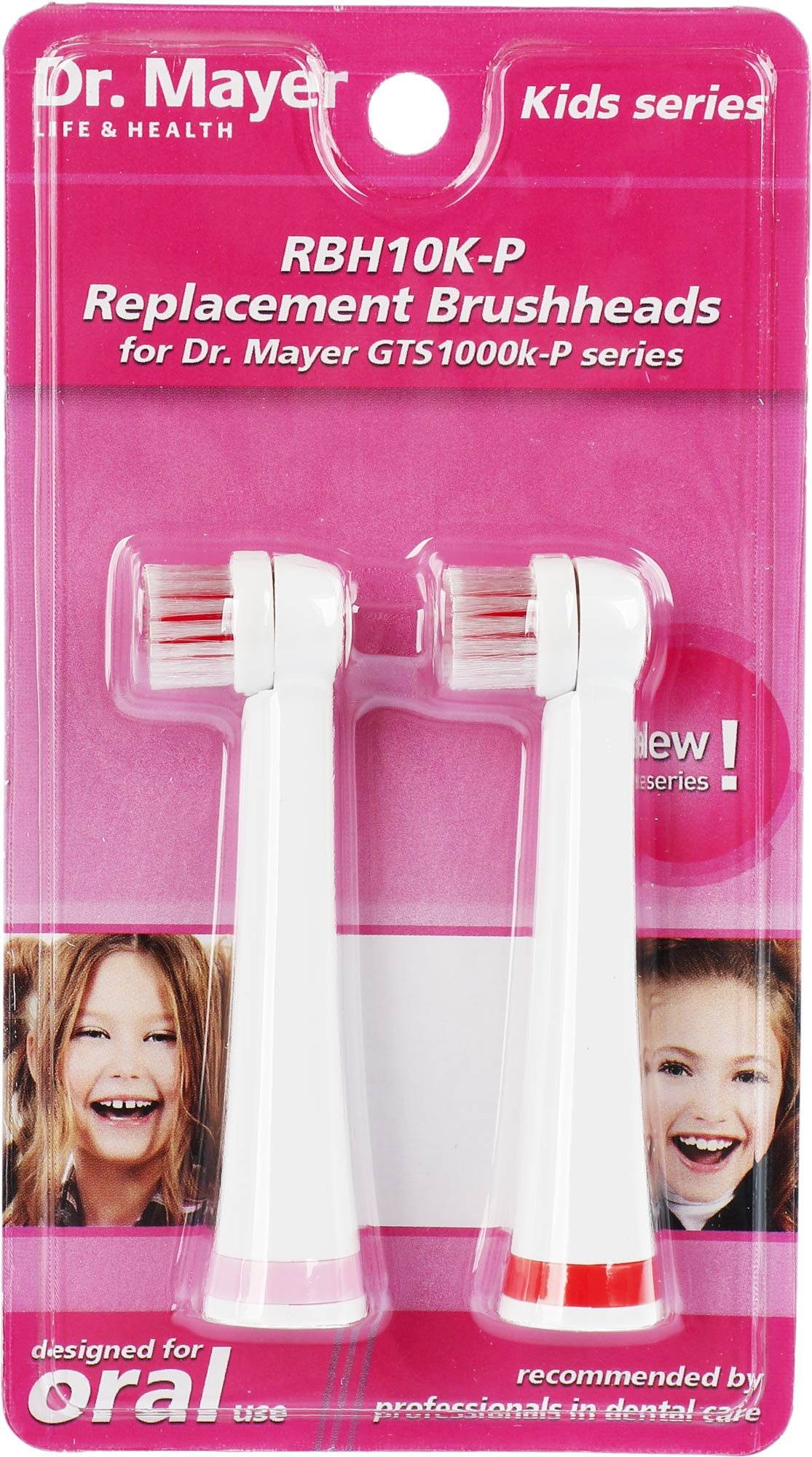 Pótfej elektromos fogkeféhez Dr. Mayer RBH10K-B - 2db csere fej GTS1000K készülékekhez - rózsaszín