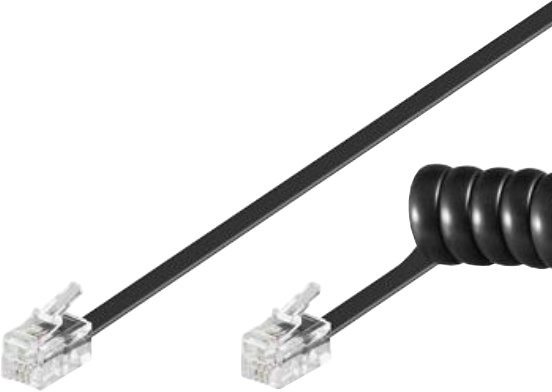 Telefonkábel PremiumCord Spirál telefonkagyló kábel RJ-14 4 eres 2 m - fekete