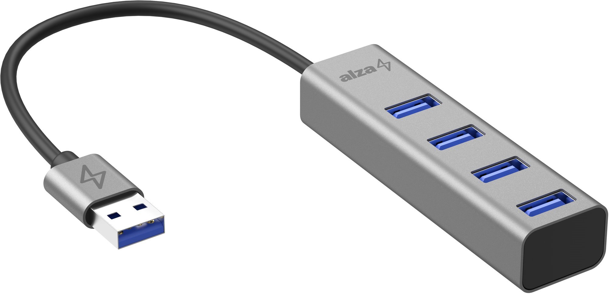 USB Hub AlzaPower AluCore USB-A (M) - 4× USB-A (F) asztroszürke