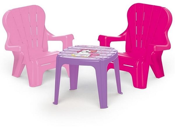 Játék bútor Dolu Kerti gyerekbútor szett Asztal és 2 db szék - Egyszarvú