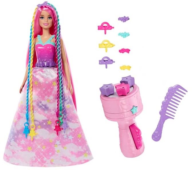 Játékbaba Barbie Hercegnő Hajszépítő kiegészítőkkel