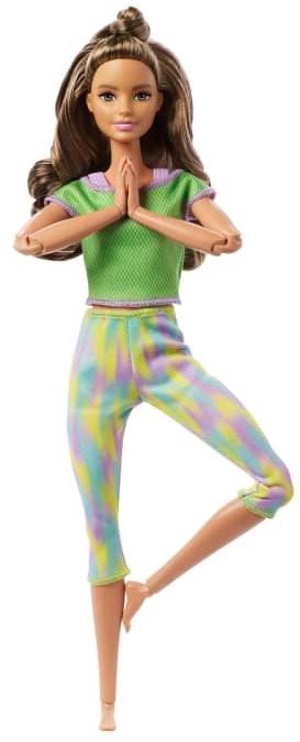 Játékbaba Barbie Mozgásban - Barna hajú zöld ruhában