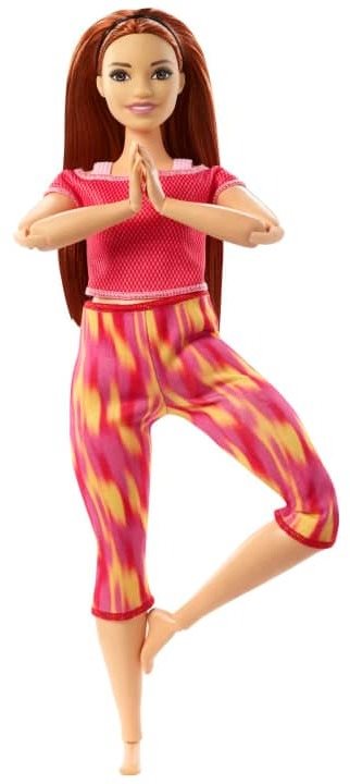 Játékbaba Barbie Mozgásban - Vörös hajú piros ruhában