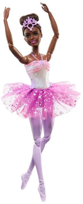 Játékbaba Barbie Világító varázslatos balerina lila szoknyával