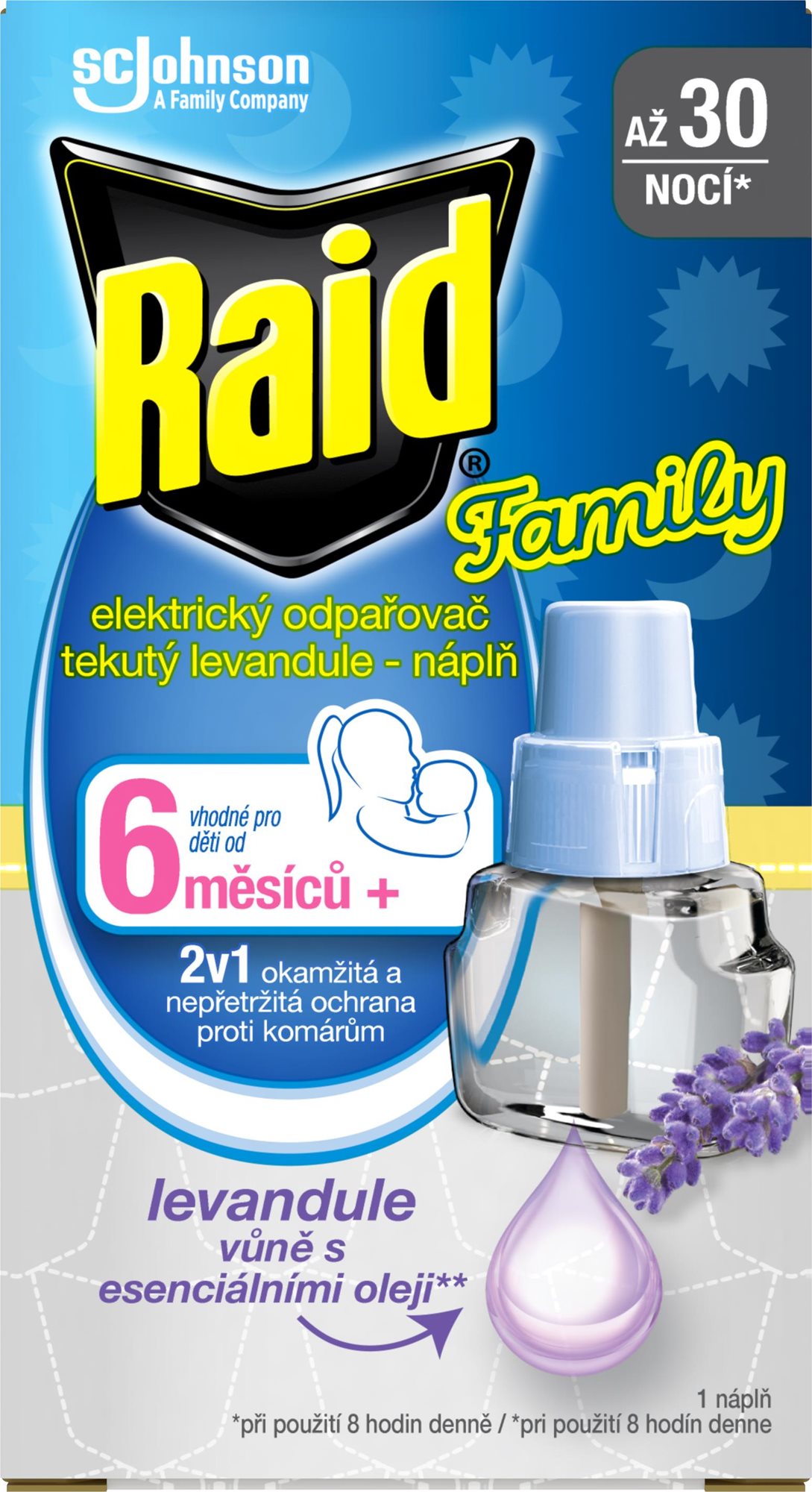 Rovarriasztó RAID Family Folyékony utántöltő el. párologtatóhoz levendula illattal 21 ml