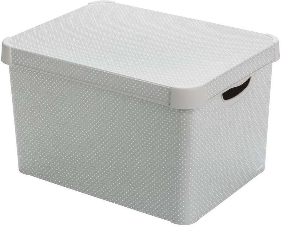 Úložný box Curver ART DECO BOX L - šedý s tečkami