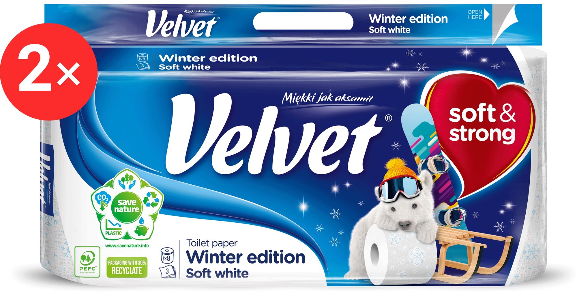 WC papír VELVET Winter Edition Soft White (16 db)
