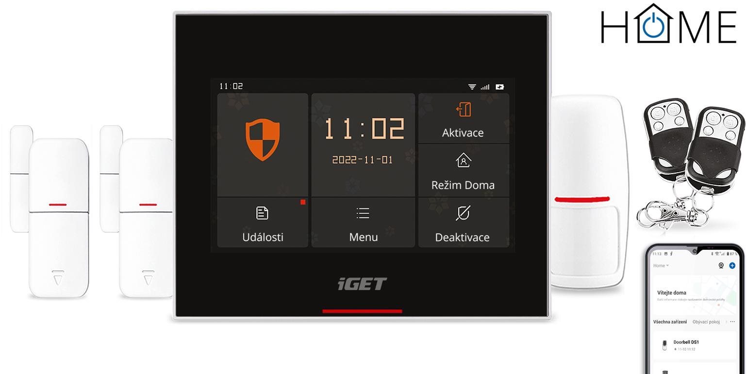 Biztonsági rendszer iGET HOME Alarm X5 - Intelligens Wi-Fi biztonsági rendszer érintős LCD-vel