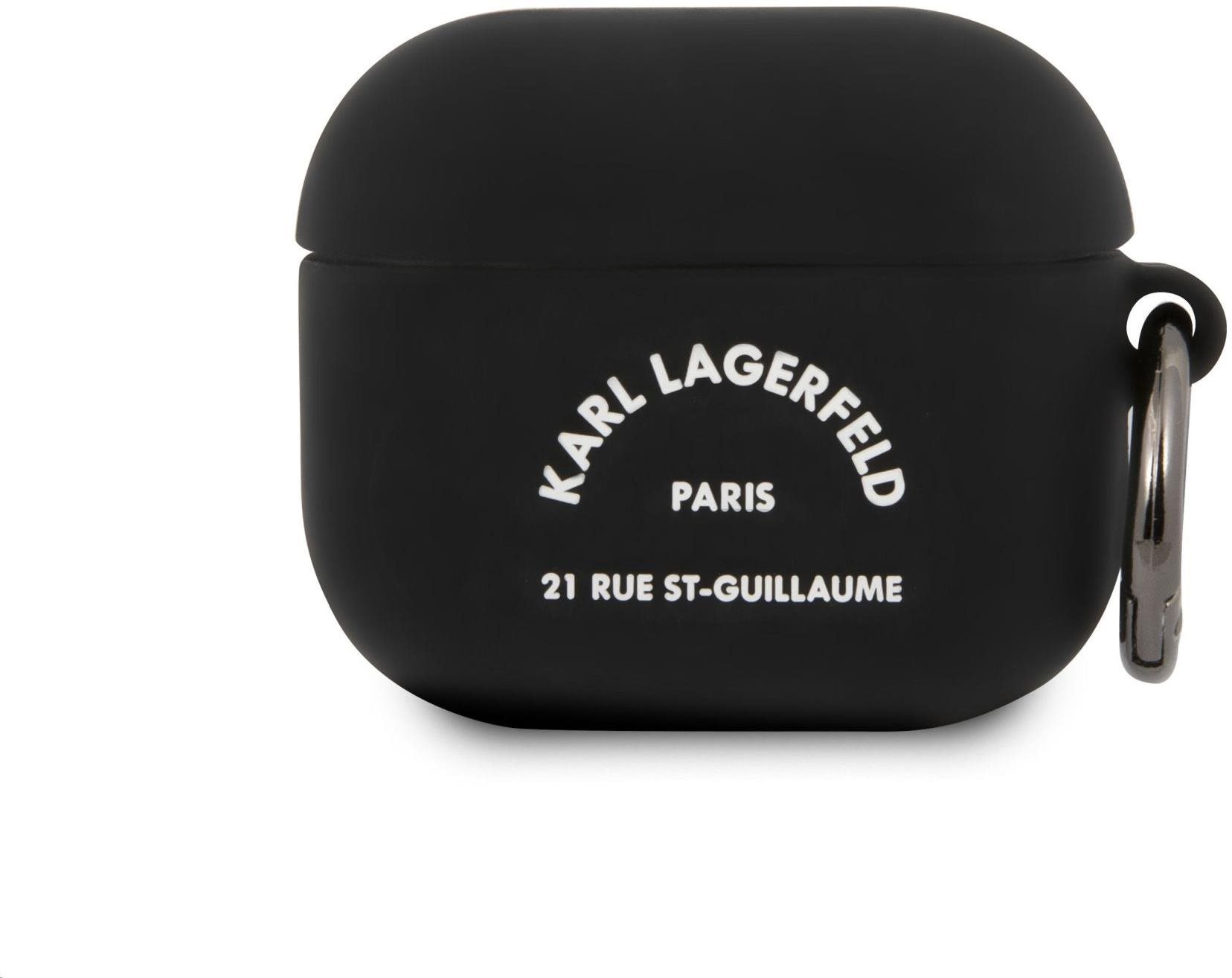 Fülhallgató tok Karl Lagerfeld Rue St Guillaume szilikon tok Apple Airpods 3 készülékhez Fekete