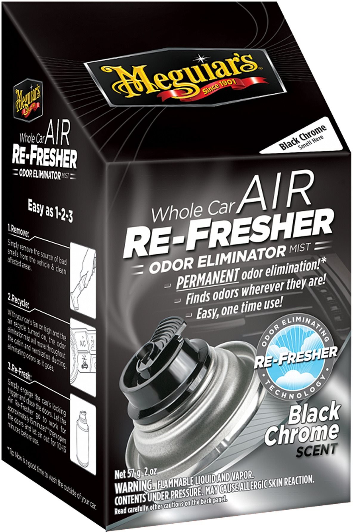 Légkondicionáló tisztító Meguiar's Air Re-Fresher Odor Eliminator - Black Chrome Scent 71g