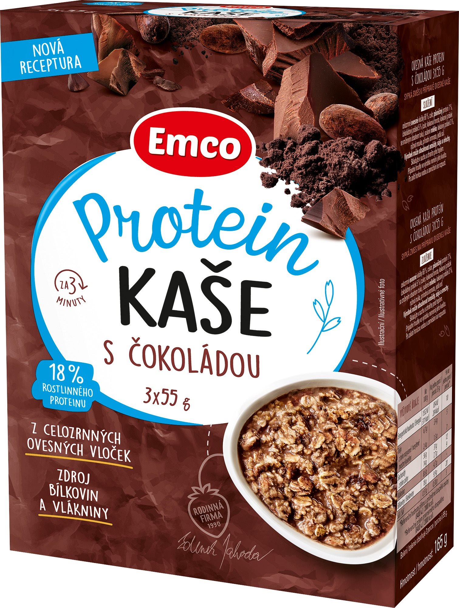 Müzli Emco Protein zabkása csokoládéval 3 x 55 g