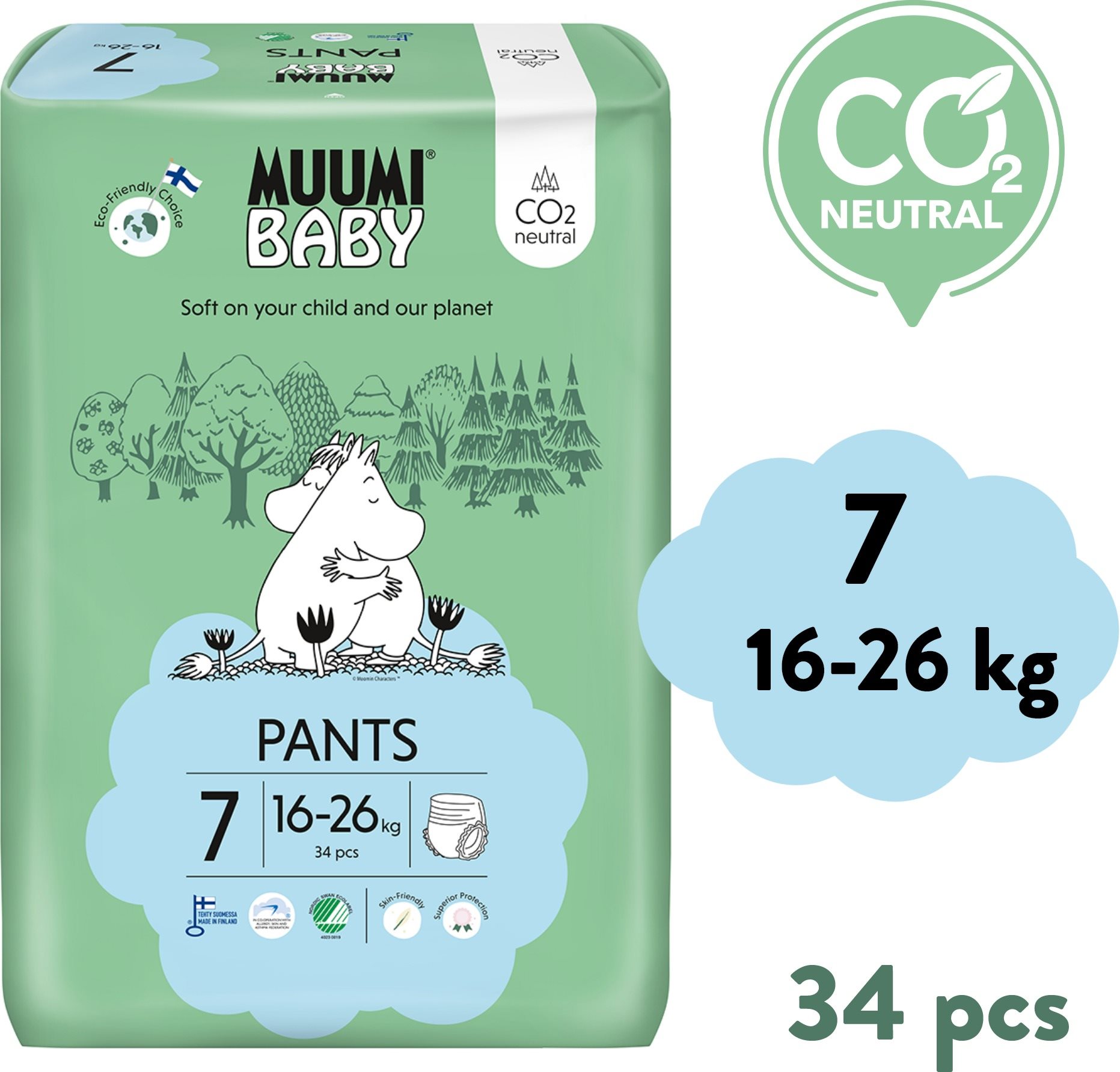 Öko bugyipelenka Muumi Baby Pants XL 7 (34 db)