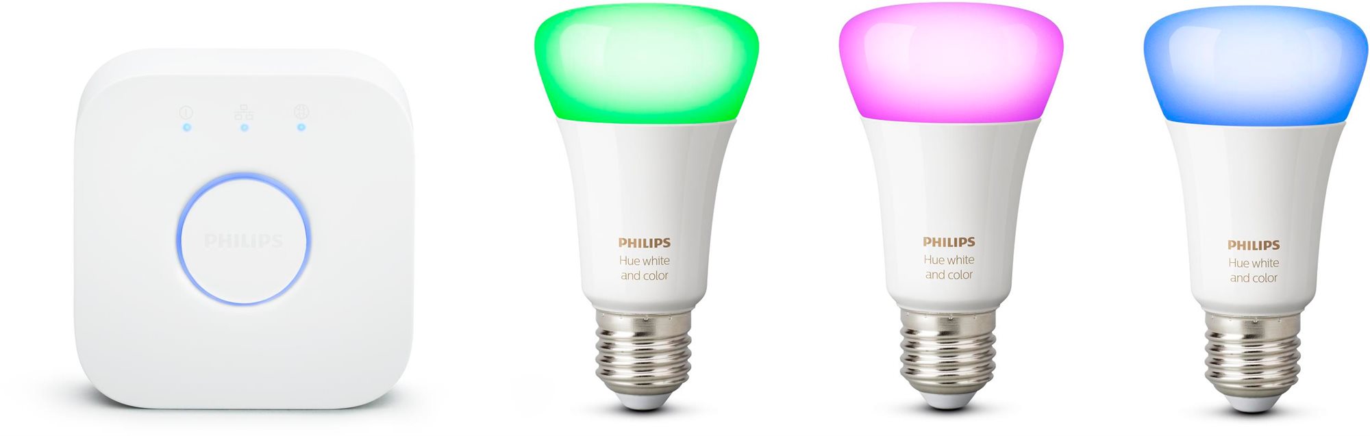 Okos világítás készlet Philips Hue White and Color ambiance  9W E27 promo starter kit