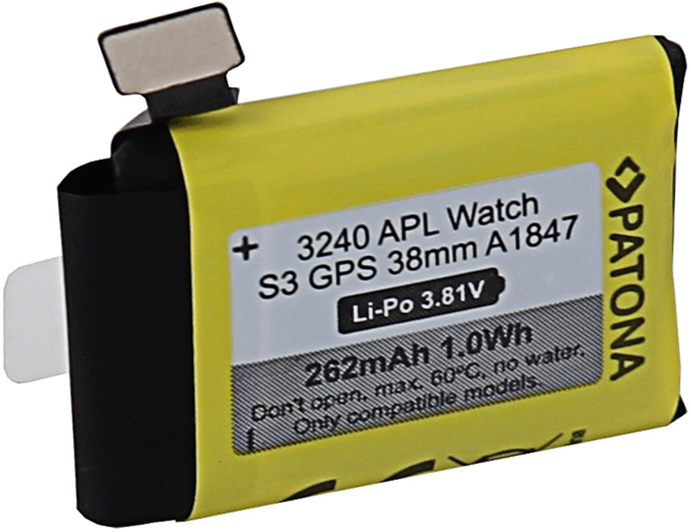 Okosóra akkumulátor PATONA az Apple Watch 3 GPS 262 mAh A1847 38 mm-es órájához